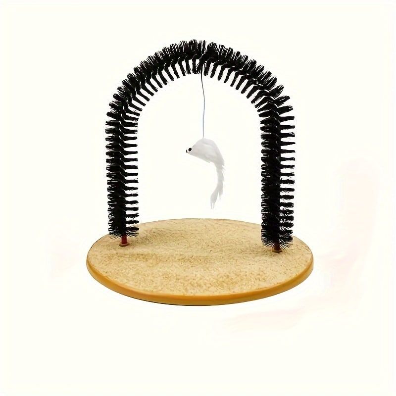 Cat Arch Groomer & Self-Scratching Toy – Interactive Massage, Brushing, and Play Station with Hanging Catnip Mouse for Indoor Cats