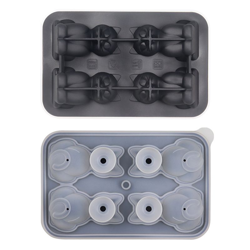Adorable 4-Cavity Cat-Shaped Silicone Ice Mold for Whiskey, Coffee & Fruit Drinks – Easy-Release, Fun Beverage Chilling for Home Bars and Everyday Dining (Black)