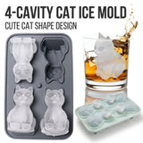 Adorable 4-Cavity Cat-Shaped Silicone Ice Mold for Whiskey, Coffee & Fruit Drinks – Easy-Release, Fun Beverage Chilling for Home Bars and Everyday Dining (Green)