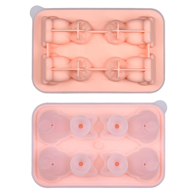 Adorable 4-Cavity Cat-Shaped Silicone Ice Mold for Whiskey, Coffee & Fruit Drinks – Easy-Release, Fun Beverage Chilling for Home Bars and Everyday Dining (Pink)