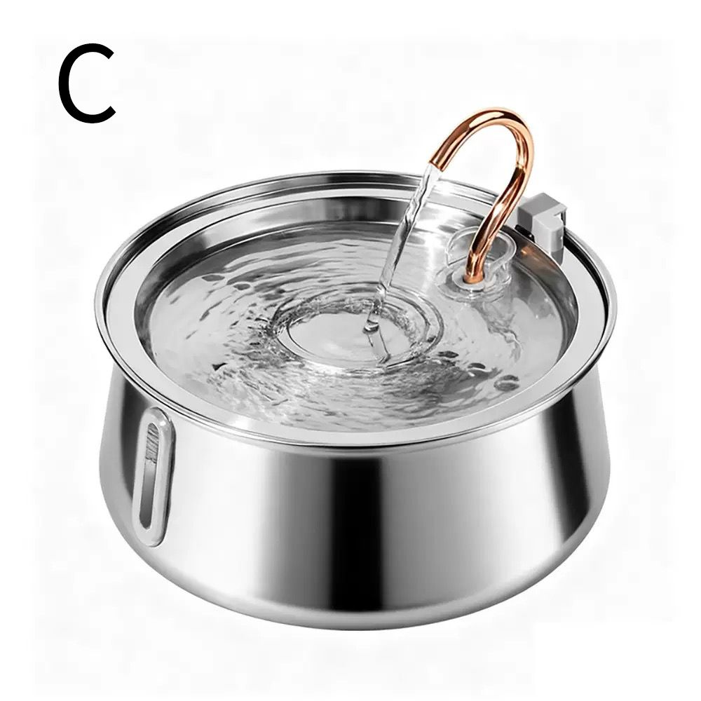 304 Stainless Steel Automatic Pet Water Fountain, 4L Cat Water Dispenser with Transparent Window, Dual Flow Modes, Activated Carbon Filter, Low Noise USB Pump for Indoor Cats and Dogs (C)
