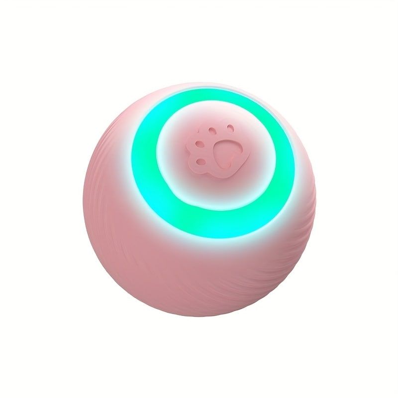 Interactive Rolling Cat Toy Ball with Automatic Movement, Bounce & Spin, USB Rechargeable for Indoor Play, Stimulates Hunting Instincts (Pink)