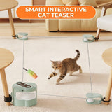 Interactive Rolling Cat Toy with Feather Wand Attachment – Auto-Moving Self-Play Ball for Indoor Cats, Smart Motion-Activated Chaser to Spark Hunting Instincts, Boost Daily Exercise, and Curb Boredom-Induced Destructive Behavior (Blue)