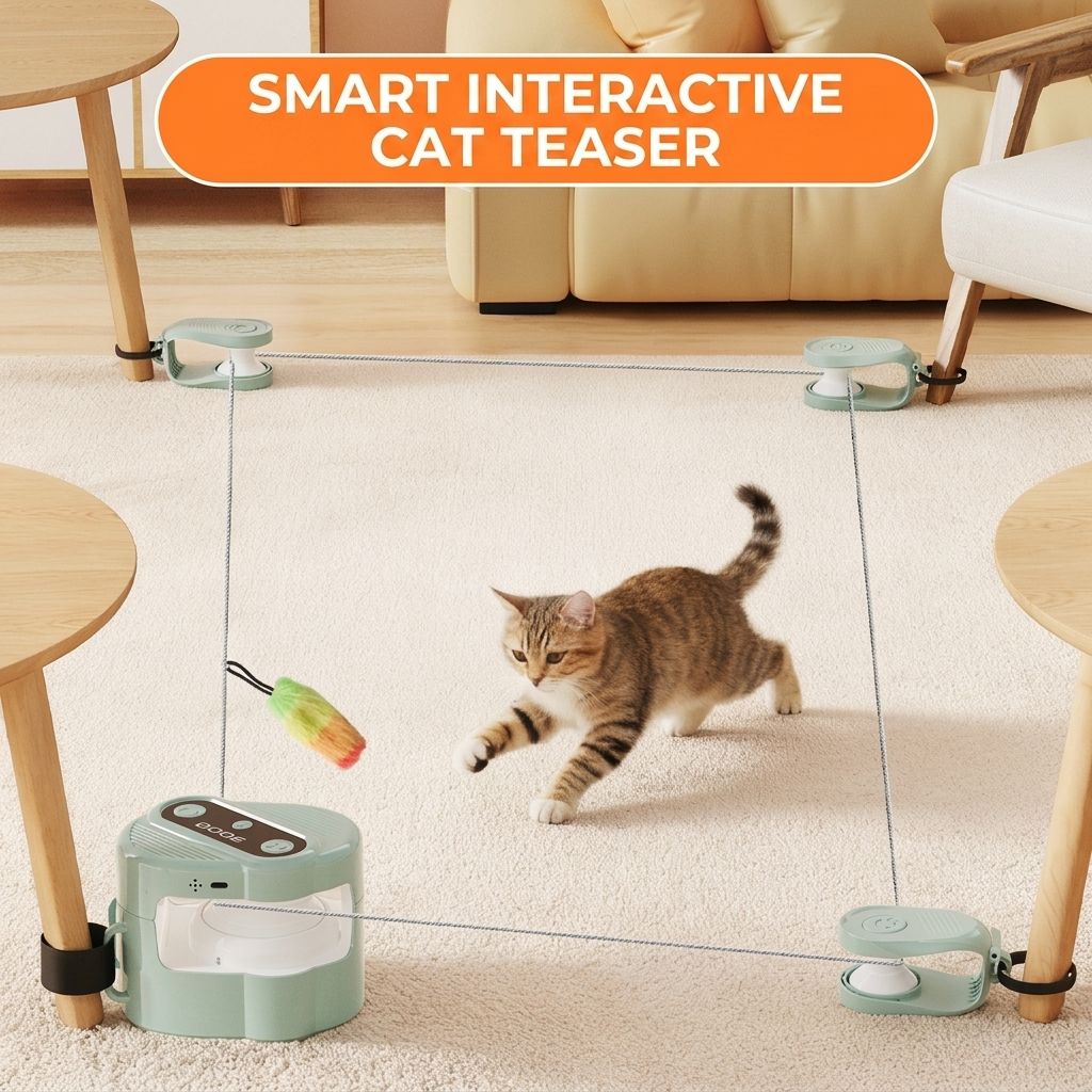 Interactive Rolling Cat Toy with Feather Wand Attachment – Auto-Moving Self-Play Ball for Indoor Cats, Smart Motion-Activated Chaser to Spark Hunting Instincts, Boost Daily Exercise, and Curb Boredom-Induced Destructive Behavior (Green)