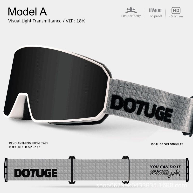 DOTUGE DGZ-Z11 Ski Goggles with Italian REVO Coating, Anti-Fog Dual-Layer HD Lens, UV400 Protection, Cylindrical Design for Skiing, Snowboarding, and Winter Outdoor Sports (A)