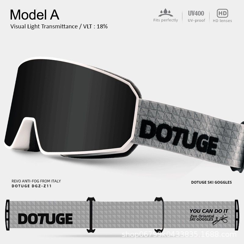 DOTUGE DGZ-Z11 Ski Goggles with Italian REVO Coating, Anti-Fog Dual-Layer HD Lens, UV400 Protection, Cylindrical Design for Skiing, Snowboarding, and Winter Outdoor Sports (A)