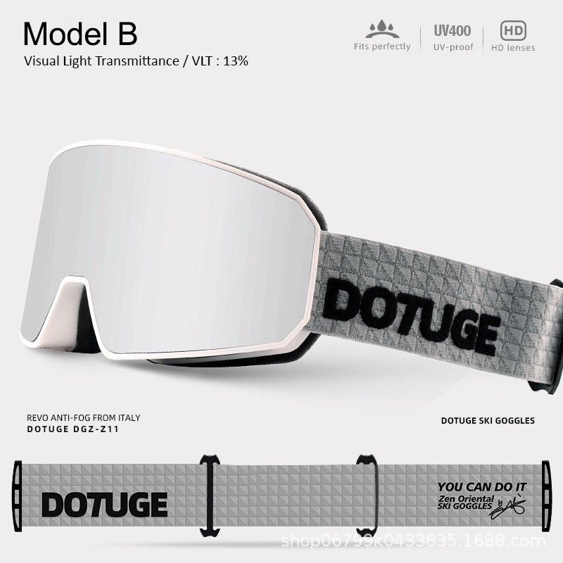 DOTUGE DGZ-Z11 Ski Goggles with Italian REVO Coating, Anti-Fog Dual-Layer HD Lens, UV400 Protection, Cylindrical Design for Skiing, Snowboarding, and Winter Outdoor Sports (B)