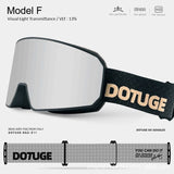 DOTUGE DGZ-Z11 Ski Goggles with Italian REVO Coating, Anti-Fog Dual-Layer HD Lens, UV400 Protection, Cylindrical Design for Skiing, Snowboarding, and Winter Outdoor Sports (F)