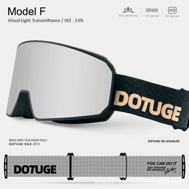 DOTUGE DGZ-Z11 Ski Goggles with Italian REVO Coating, Anti-Fog Dual-Layer HD Lens, UV400 Protection, Cylindrical Design for Skiing, Snowboarding, and Winter Outdoor Sports (F)