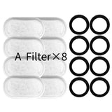 Replacement Pet Water Fountain Filter Kit with Runway Filter, Round Foam, and Square Activated Carbon Pad for Clean, Fresh Drinking Water for Cats and Dogs (A Filter×8)