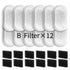 Replacement Pet Water Fountain Filter Kit with Runway Filter, Round Foam, and Square Activated Carbon Pad for Clean, Fresh Drinking Water for Cats and Dogs (B Filter×12)