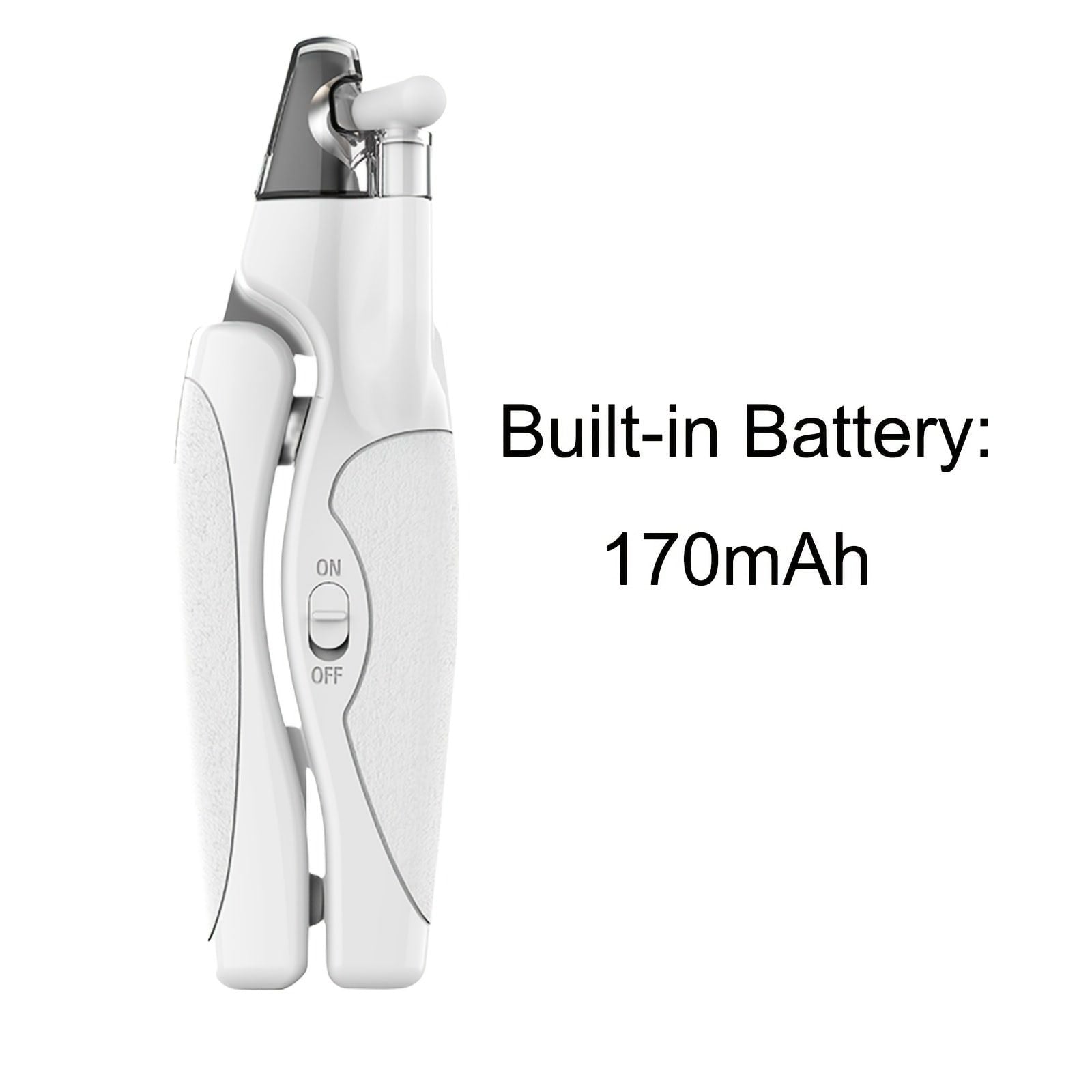 Professional Rechargeable Pet Nail Clipper with LED Light for Cats and Dogs, Safe Trimming and Filing Tool with Safety Lock and Nail Catcher, (White)