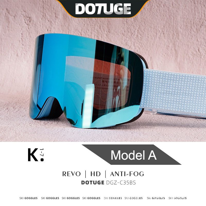 Magnetic Flip-Up Ski Goggles with Anti-Fog Cylindrical Lens for Snow Sports, Winter Hiking, and Mountain Climbing – Unisex Design for Clear Vision and Impact Protection (A)