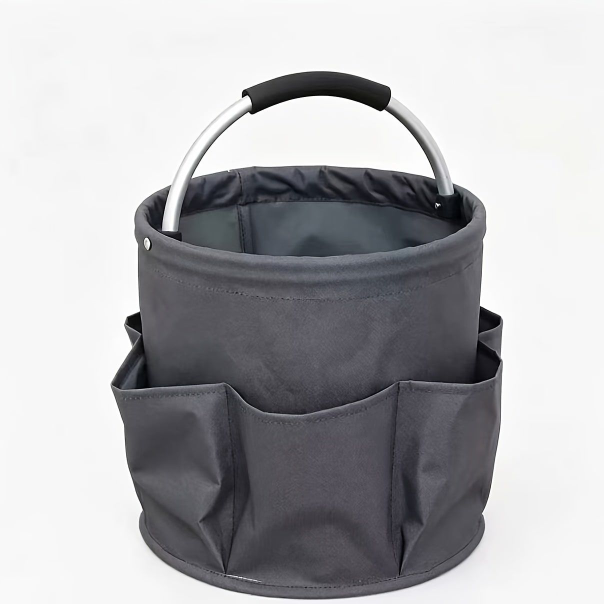 Foldable Carry-All Tote with Handle and Multiple Pockets – Portable Collapsible Laundry Basket for Outdoor Travel, Camping, Picnic, Beach, and Home Organization (Grey)