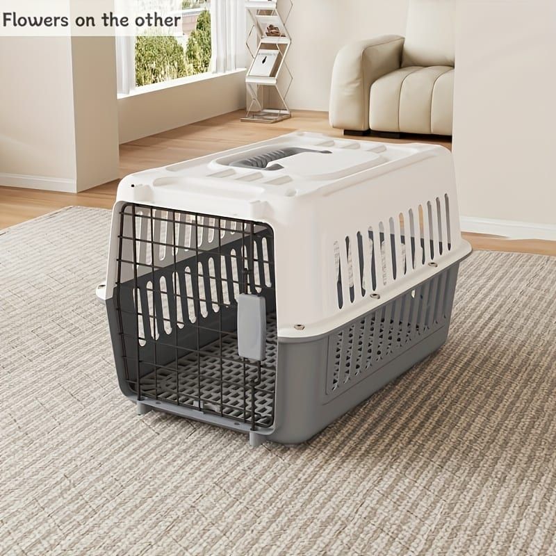 Portable Pet Carrier for Cats and Small Dogs, Airline-Approved Travel Kennel with Comfort Handle, Durable Recyclable PP Material, Compact Design for Indoor, Outdoor, and Air Travel (Grey)