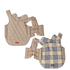 Reversible Winter Dog Coat with Plaid and Quilted Sides, Warm Cotton-Filled Vest for Outdoor Walks, Adjustable Velcro Straps for a Secure Fit (S, Beige)