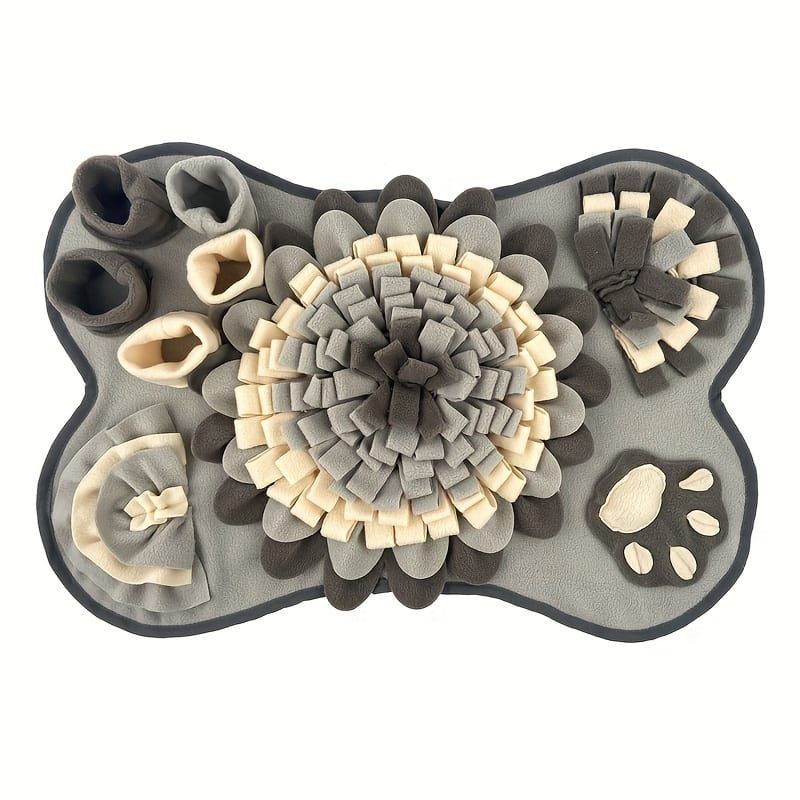 Interactive Dog Snuffle Mat for Slow Feeding, Mental Stimulation, and Foraging Training, Durable and Washable Puzzle Mat for All Breeds (Gray)