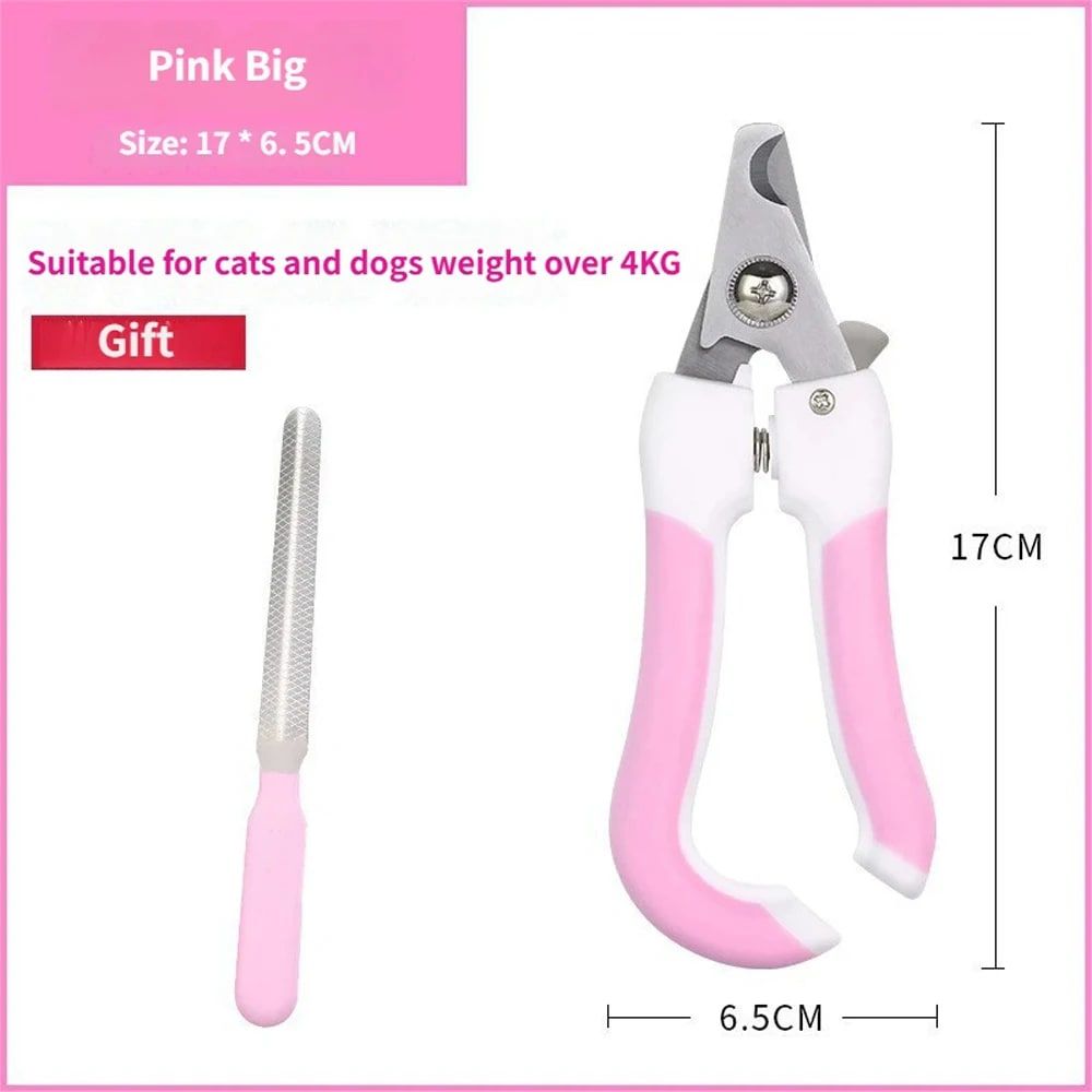 Professional Pet Nail Clipper Set with Safety Guard, Designed for Easy and Stress-Free Claw Trimming at Home, Suitable for Cats and Dogs of All Sizes (L, Pink)