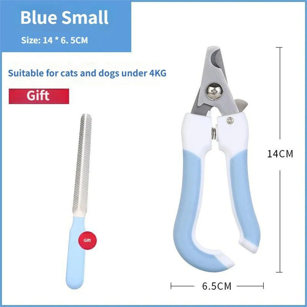 Professional Pet Nail Clipper Set with Safety Guard, Designed for Easy and Stress-Free Claw Trimming at Home, Suitable for Cats and Dogs of All Sizes (S, Blue)