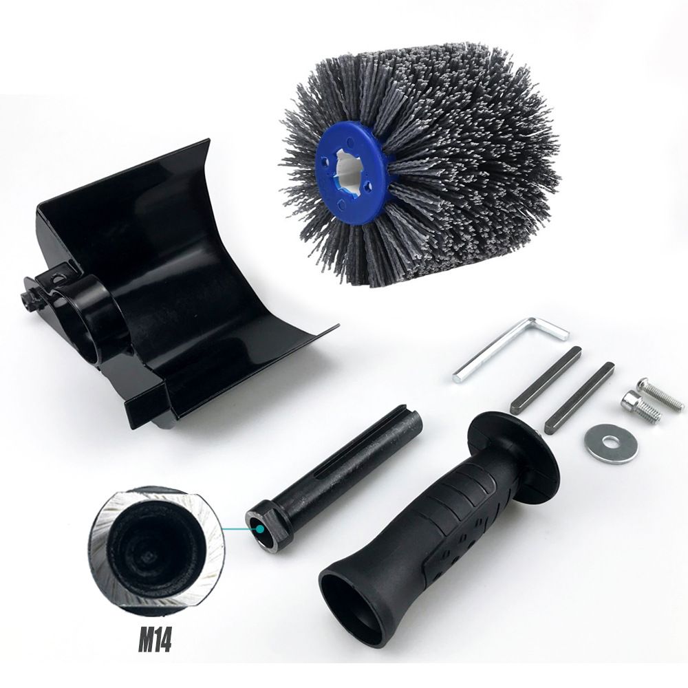 Nylon Abrasive Wire Drum Polishing Wheel for Portable Belt Sander and Angle Grinder, Rotary Brush for Wood Sanding, Metal Drawing, Rust Removal, Deburring and Surface Finishing (M14 Angle Grinder Conversion Kit)