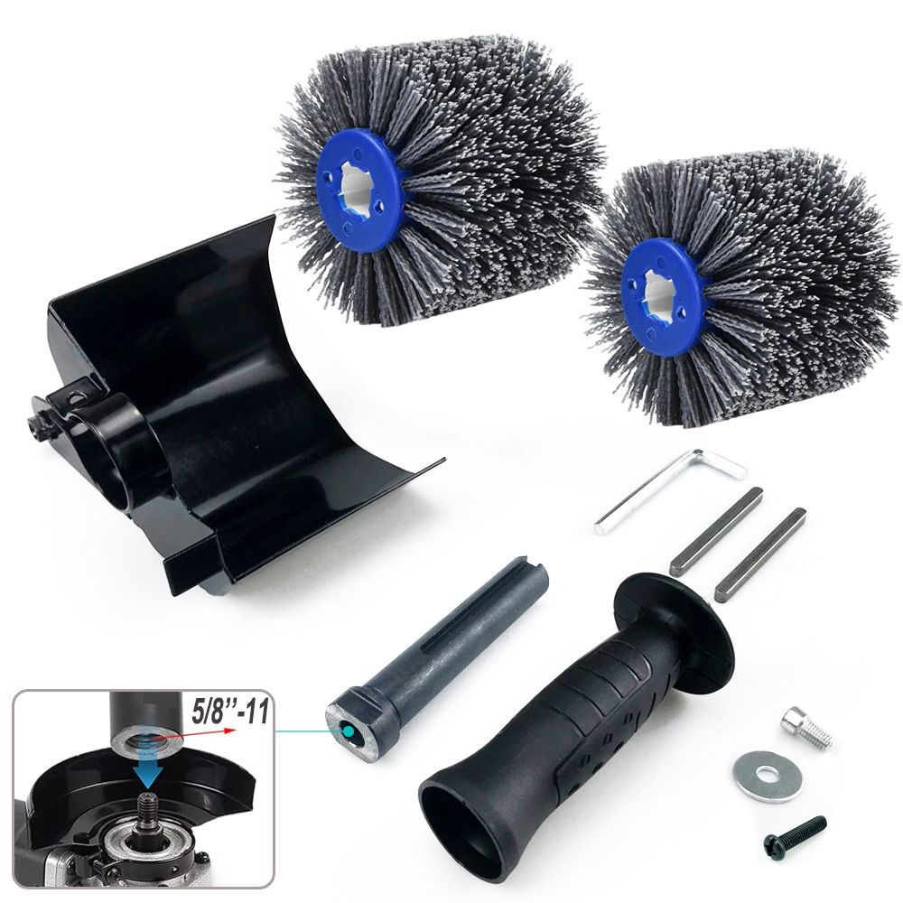 Nylon Abrasive Wire Drum Polishing Wheel for Portable Belt Sander and Angle Grinder, Rotary Brush for Wood Sanding, Metal Drawing, Rust Removal, Deburring and Surface Finishing (UNC Thread (2 Wheels))