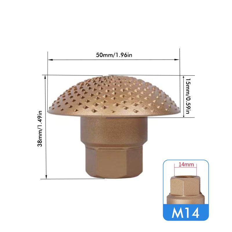 Wood Carving Grinding Head for M14 Angle Grinder, Carbon Steel Polishing Wheel Attachment for Woodworking, Sculpting, Tea Tray Sanding and Surface Finishing Tasks (50mm)