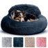 Cozy Plush Donut Pet Bed with Raised Rim, Washable Faux Fur Cat & Dog Couch, Winter Warm Supportive Nest for Small to Large Breeds (L, Navy)