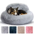 Cozy Plush Donut Pet Bed with Raised Rim, Washable Faux Fur Cat & Dog Couch, Winter Warm Supportive Nest for Small to Large Breeds (M, Silver)