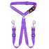 Dual-Head Pet Car Seat Belt with 360° Swivel Tangle-Free Leash for Two Dogs - Adjustable Safety Restraint for Car Travel and Outdoor Walking, Reflective Nylon Webbing (Purple)