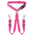Dual-Head Pet Car Seat Belt with 360° Swivel Tangle-Free Leash for Two Dogs - Adjustable Safety Restraint for Car Travel and Outdoor Walking, Reflective Nylon Webbing (Rose)