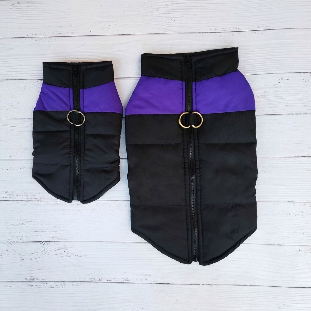Winter Dog Ski Jacket with Waterproof and Windproof Polyester Shell, Thick PP Cotton Padding for Warmth, 3D Ergonomic Fit with D-Ring Leash Attachment, Ideal for Outdoor Walks and Snow Adventures (L, Purple)