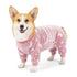 Cozy Winter Pet Fleece Four-Legged Bodysuit, Warm Flannel Full-Body Pajamas for Small to Medium Dogs, Star & Moon Print, Elastic Cuffs for Easy Wear (L, Pink)