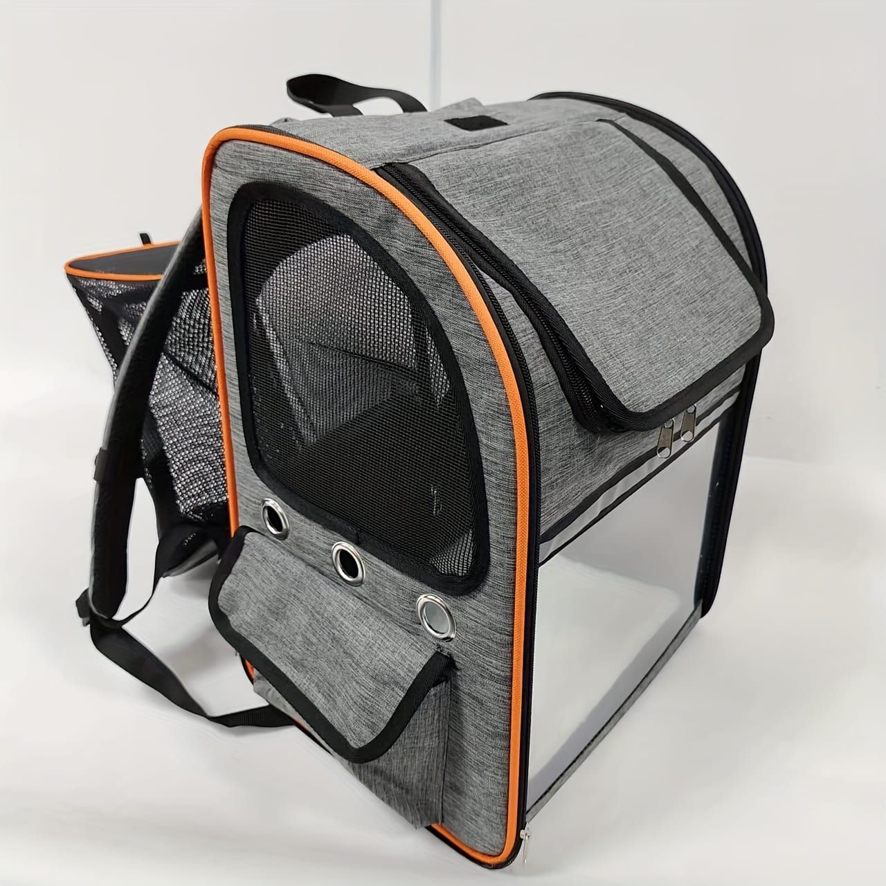 Foldable Expandable Pet Carrier Backpack for Cats and Small Dogs, Breathable Mesh Travel Carrier for Outdoor Adventures and Vet Visits (Gray)