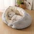 Semi-Enclosed Pet Bed with Plush Comfort and Anti-Slip Base – Ideal for Cats and Small to Medium Dogs Seeking a Cozy, Secure Sleep Spot for All Seasons (L, Grey)