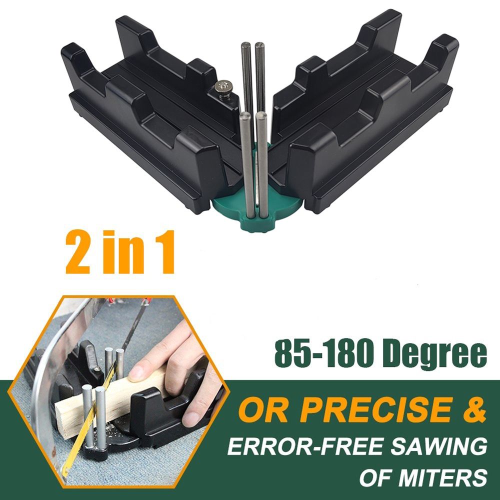 Multi-Angle Miter Cutting Guide Tool for Woodworking, Home Improvement, and DIY Projects, Adjustable Angle Saw Guide for Precision Trimming and Framing Work (Black)