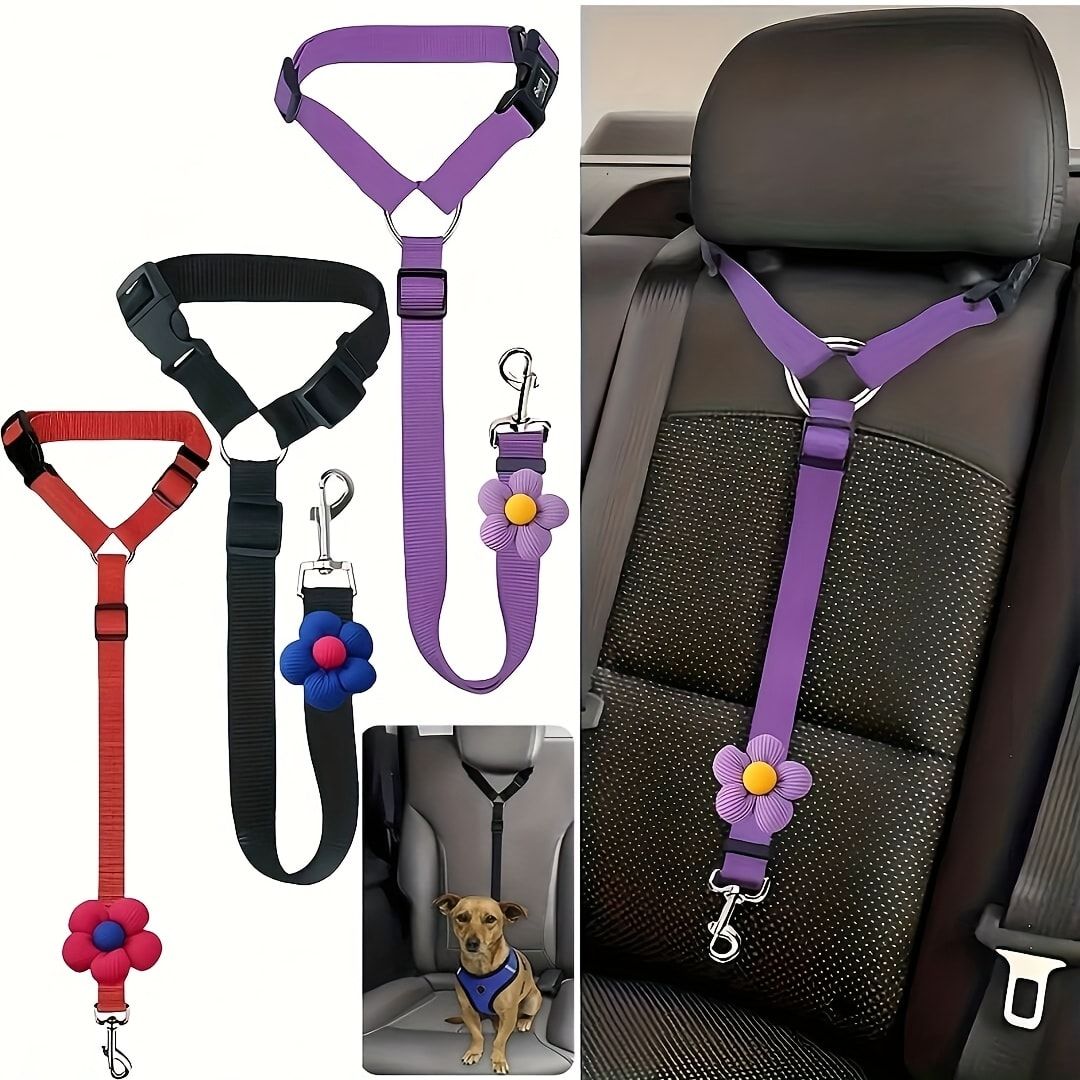 Dog Seat Belt for Car, Pet Car Safety Restraint with Adjustable Straps and Zinc Alloy Hook, Perfect for Securing Your Dog in Vehicle, Ideal Car Safety Strap for Small to Large Dogs, Great Christmas Gift for Pet Lovers (Black)