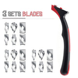 Contour Scraper Set with 6 Replaceable Stainless Steel Blades and Metal Sharpening File, Ergonomic Anti-Slip Handle for Woodworking, Paint Removal, Shaping Moldings, Trim, Railings, Door Frames and Curved Profiles (Scraper Kit with 18 Blades)