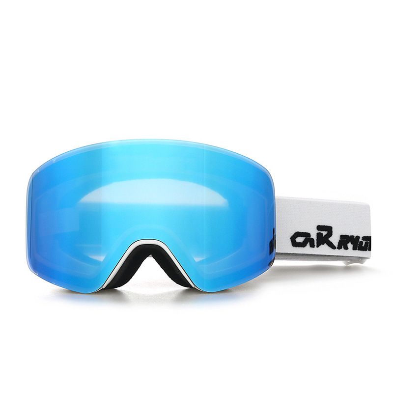 Kids Snow Goggles with Large Cylindrical Lens, Anti-Fog & UV Protection, Compatible with Prescription Glasses, for Outdoor Skiing and Mountaineering Adventures (Blue)