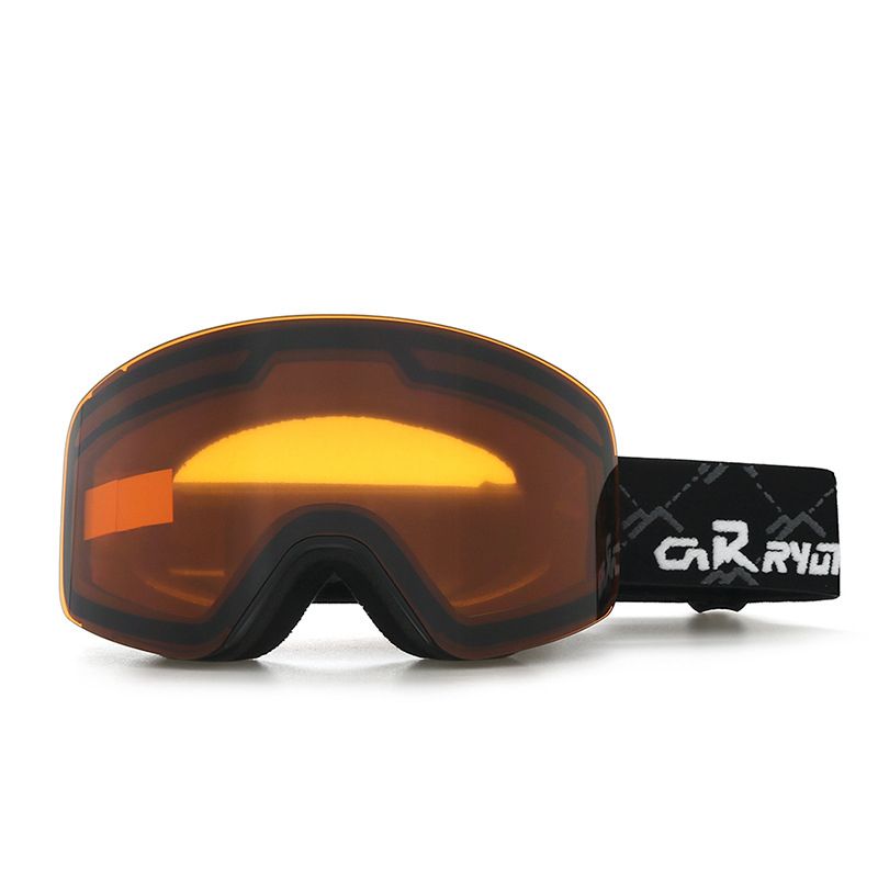Kids Snow Goggles with Large Cylindrical Lens, Anti-Fog & UV Protection, Compatible with Prescription Glasses, for Outdoor Skiing and Mountaineering Adventures (Orange)
