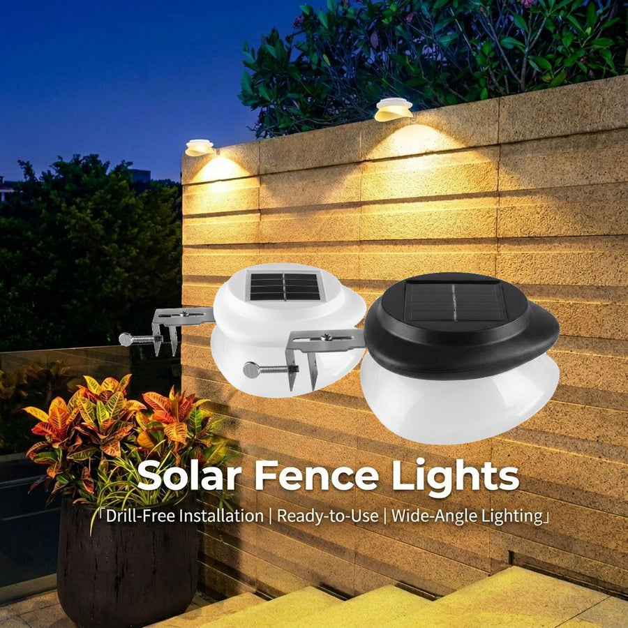 Solar Powered Fence Light with Durable ABS+PC Housing, Monocrystalline Silicon Panel, and Adjustable Mounting Clip for Outdoor Garden, Patio, Deck, and Walkway Illumination in Warm White or Cool White (16PCS, White Housing‑Cool White Light)