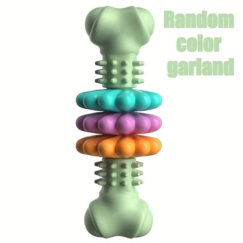 Durable Dog Chew Toy for Aggressive Chewers – Fun Bone-Shaped Dental Toy with Flower Ring Design, Ideal for Medium to Large Dogs, Great for Teeth Cleaning and Training Rewards (Green)