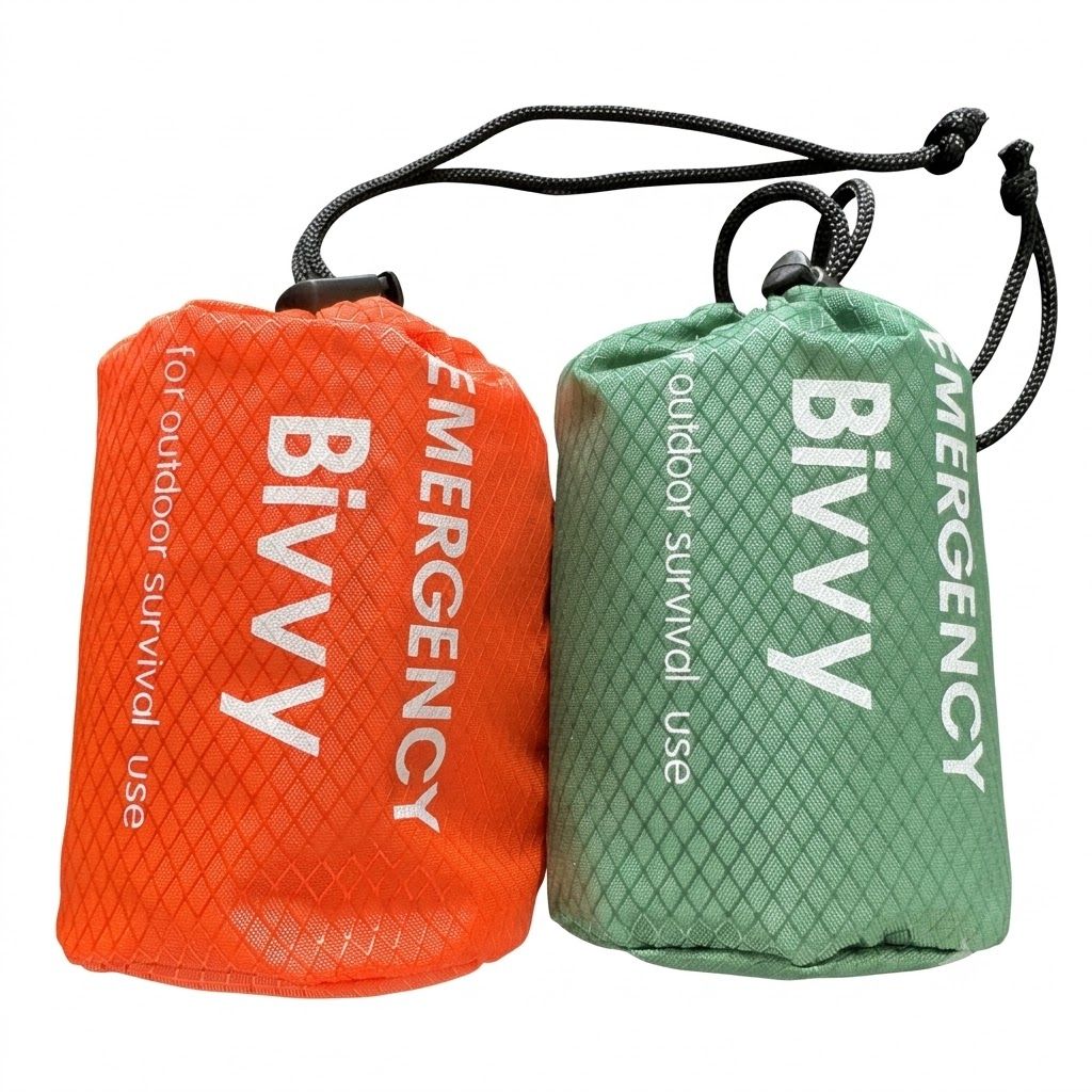 2-Piece Emergency Thermal Sleeping Bag Set – Waterproof, Windproof, and Reflective Survival Blanket with Drawstring Carry Pouch, Compact and Reusable for Camping, Hiking, and Car Emergency Use (Orange)