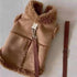Cozy Pet Winter Vest with Leash Loop: Faux Suede & Plush Fleece Warm Coat for Small Dogs, Cats, and Puppies – Perfect for Autumn, Winter Walks, and Indoor Comfort (M, Brown)(Leash not included)