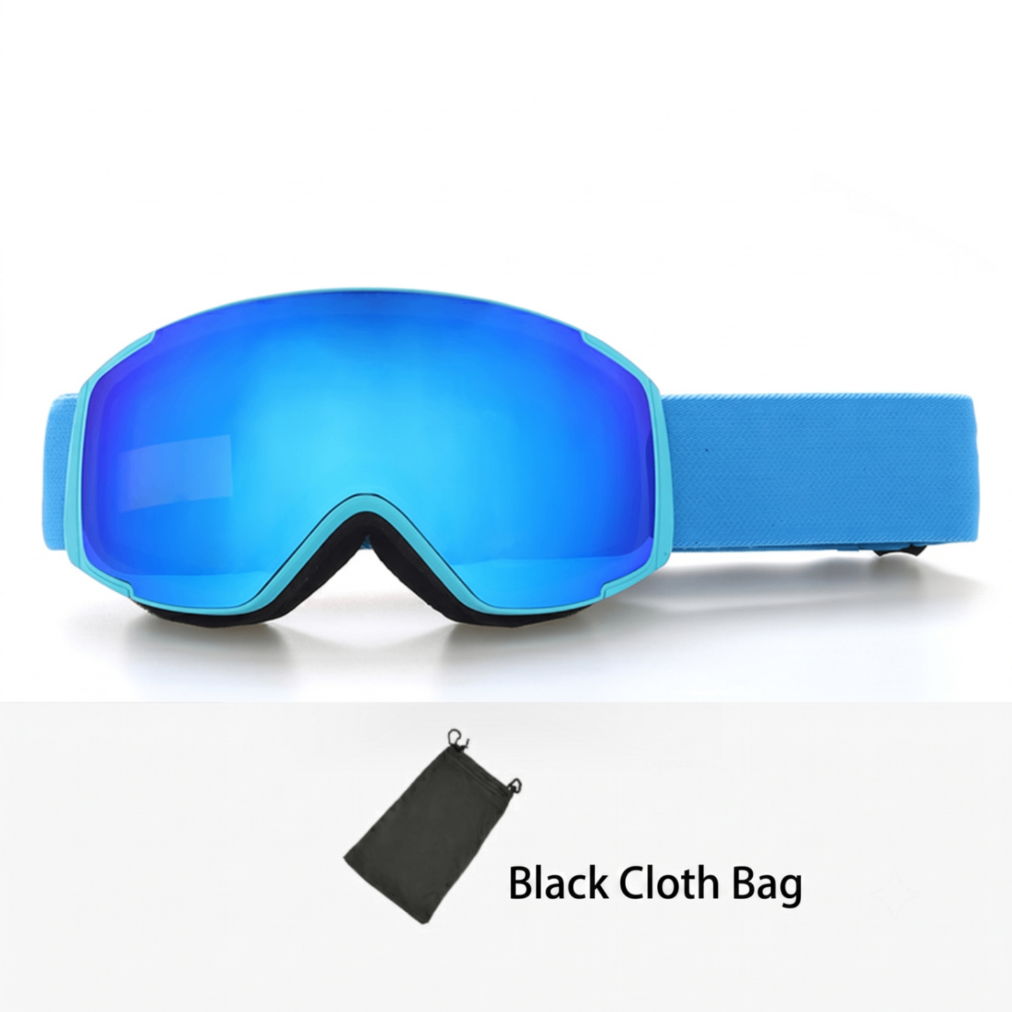 Kids Snow Goggles with Dual Layer Anti-Fog Cylindrical Lenses, TPU Frame and Adjustable Strap for Skiing, Snowboarding, Cycling and Outdoor Mountaineering (Blue)