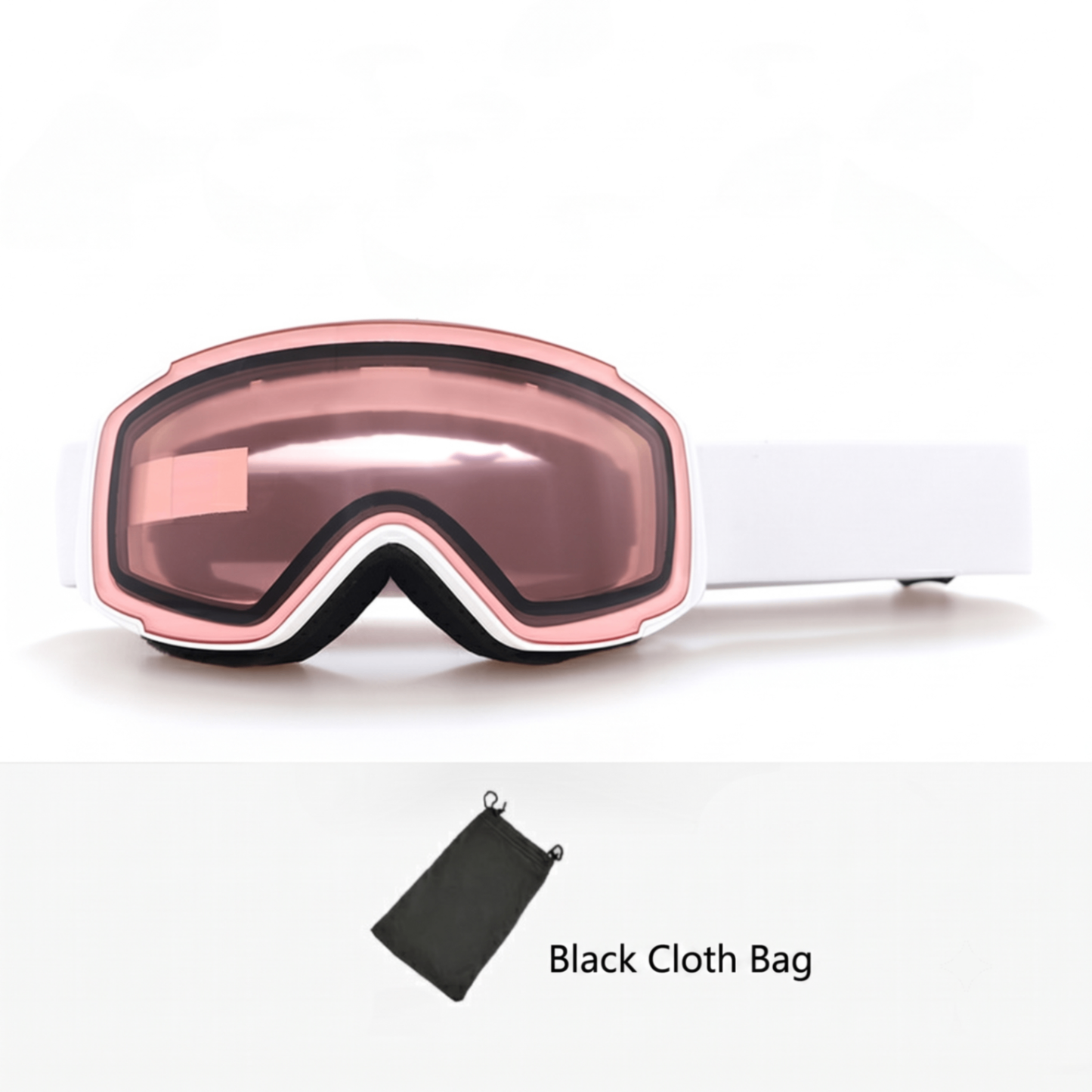 Kids Snow Goggles with Dual Layer Anti-Fog Cylindrical Lenses, TPU Frame and Adjustable Strap for Skiing, Snowboarding, Cycling and Outdoor Mountaineering (Pink)
