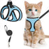 Escape-Proof Cat Harness and Leash Set with Reflective Soft Mesh Vest for Safe Outdoor Adventures with Your Feline Friend (M, Blue)