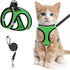 Escape-Proof Cat Harness and Leash Set with Reflective Soft Mesh Vest for Safe Outdoor Adventures with Your Feline Friend (S, Green)