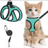 Escape-Proof Cat Harness and Leash Set with Reflective Soft Mesh Vest for Safe Outdoor Adventures with Your Feline Friend (S, Mint)