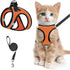 Escape-Proof Cat Harness and Leash Set with Reflective Soft Mesh Vest for Safe Outdoor Adventures with Your Feline Friend (S, Orange)