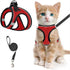 Escape-Proof Cat Harness and Leash Set with Reflective Soft Mesh Vest for Safe Outdoor Adventures with Your Feline Friend (S, Red)